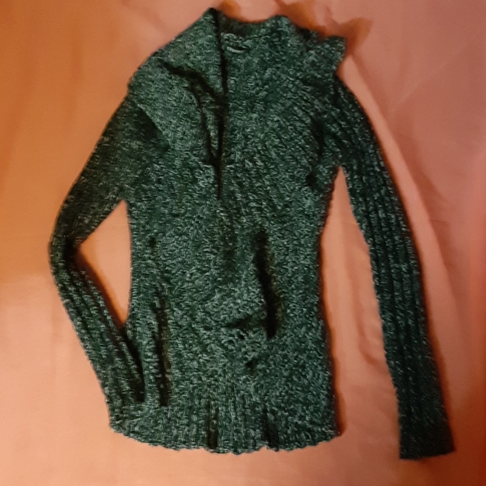 WOOL KNIT BLACK AND WHITE CARDIGAN SWEATER